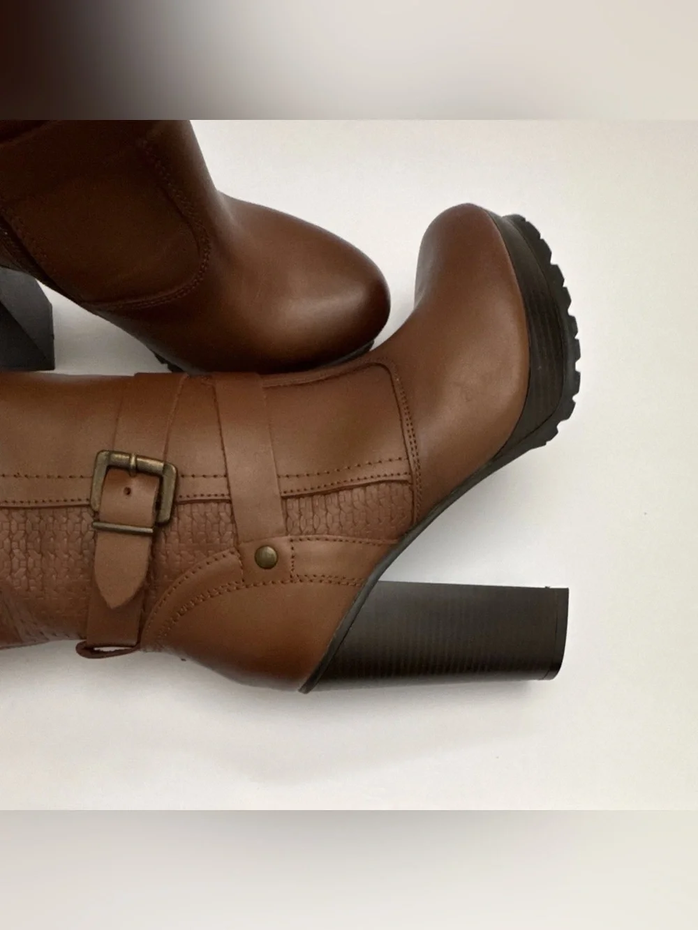 ANDREA  Chestnut Brown Knee-High Platform Boots